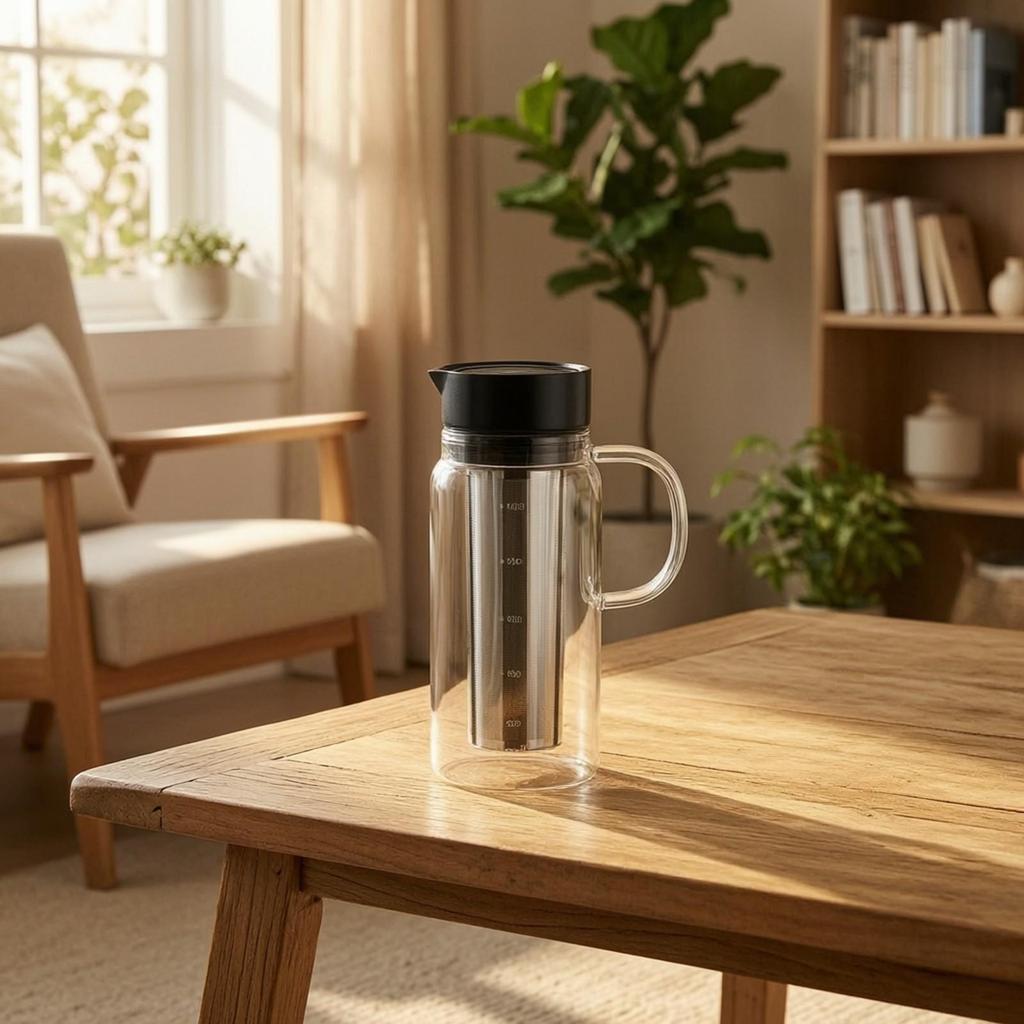 Cold Brew Coffee Maker Reusable Glass Pitcher with Lid Sun Tea for Kitchen