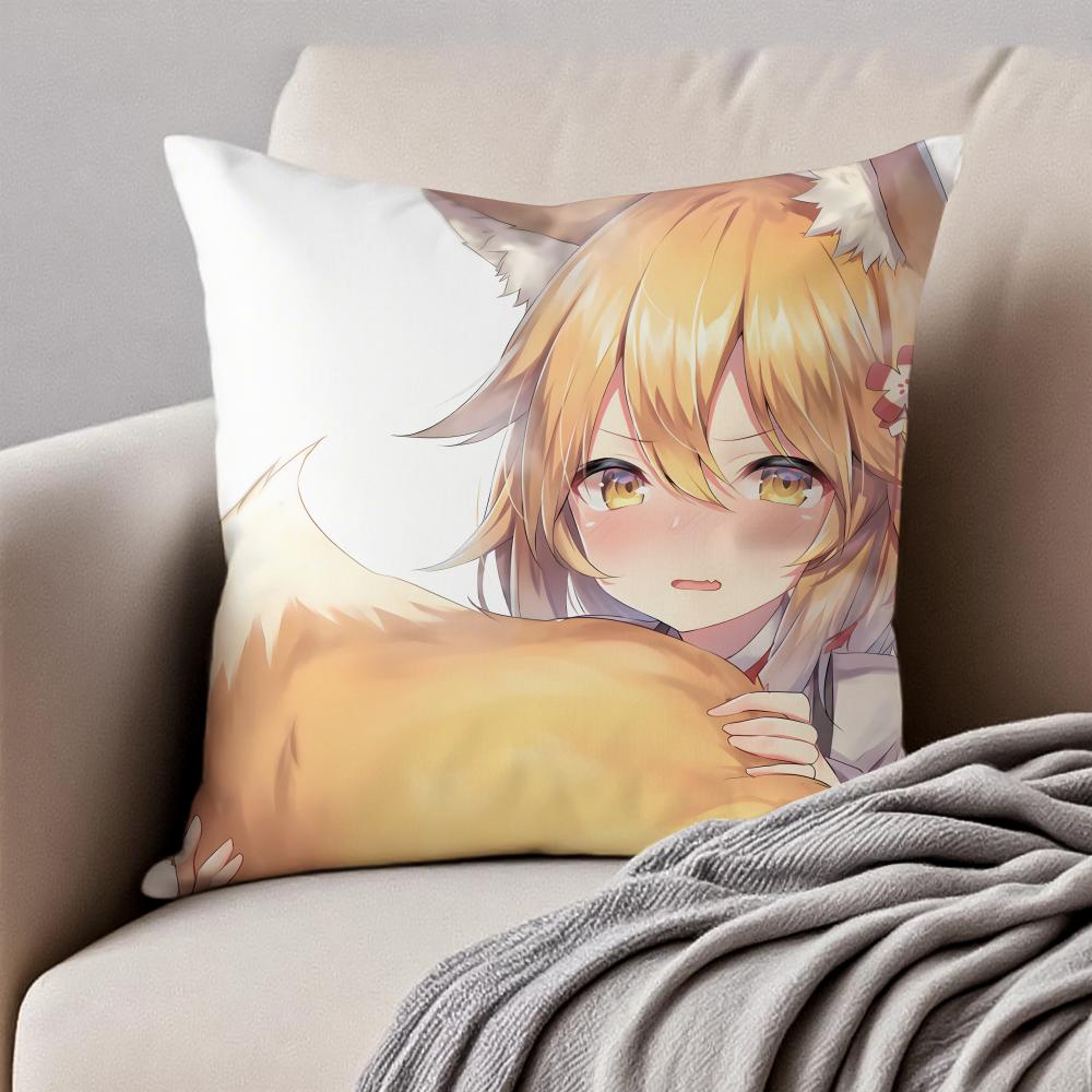 Fashion TThe Helpful Fox SenkoSanS Cartoon Cushion Cover Pillowcase Antidustmite Invisible Zipper Short Plush Sofa Cushion