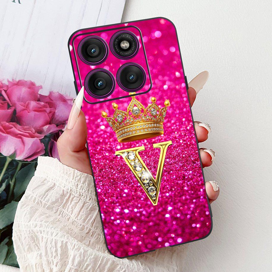 For Motorola Edge 60 Pro Case 2025 Luxury Crown Letters Soft Silicone Black Phone Cover For Moto Edge 60 Fusion 60s Edge60 Funda