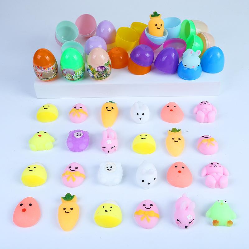 Œufs de Pâques torsadés colorés avec figurines de lapin Œufs surprises Jouets pour enfants Fête de chasse aux œufs de Pâques Cadeaux de fête Remplisseurs de panier