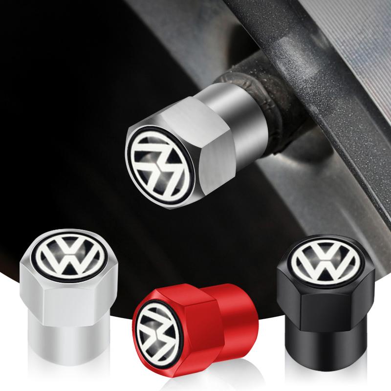 For VW 4Pcs Car Tire Valve caps Car Sticker for VW Volkswagen Passat Golf Polo Touran Accessories YHBE-V487 EM1