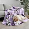Pastel Purple Kuromi Flannel Throw Blanket Soft Warm Fluffy Blanket Cute Sofa Bed Cover Office Nap Shawl Lightweight Quilt