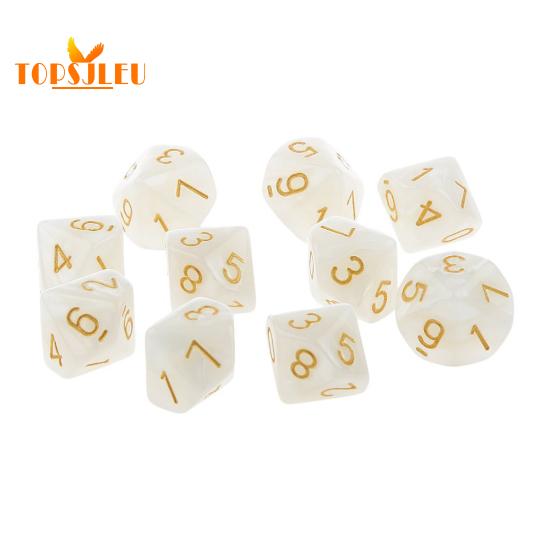 Mehrseitige einfarbige TRPG-Spiel D10 polyedrische Würfel – 10-teiliges Set, lebendige Farben, perfekt für Party-Requisiten