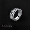 Men's Stackable Vintage Distressed Open Finger Smile Ring Anti-Thai Silver.