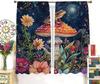 Fantasy Colorful Mushroom Frog Florals Blackout Curtains Vintage Rustic Watercolor Spring Garden Wildlife Frogs Printed Perforat