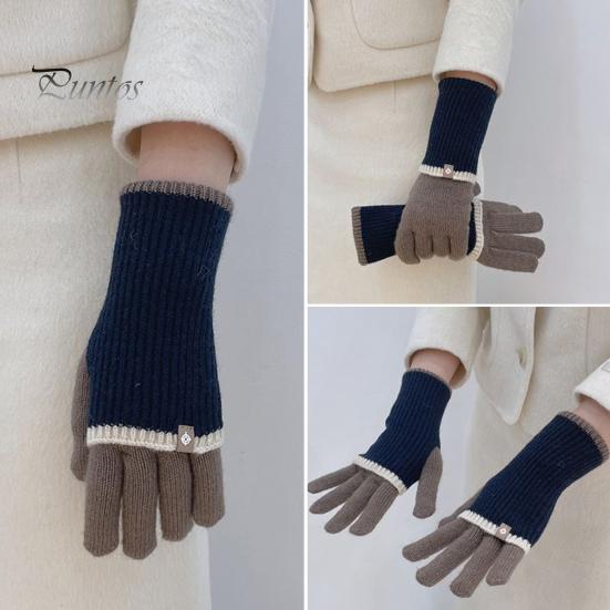 1 paire de gants d'hiver épais en tricot à cinq doigts pour femme, unisexe, antidérapants, pour écran tactile, pour la conduite, le golf, le ski, le patinage