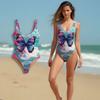 Women's seaside beach swimsuit tie-dye D printing European and American summer one-piece swimsuit