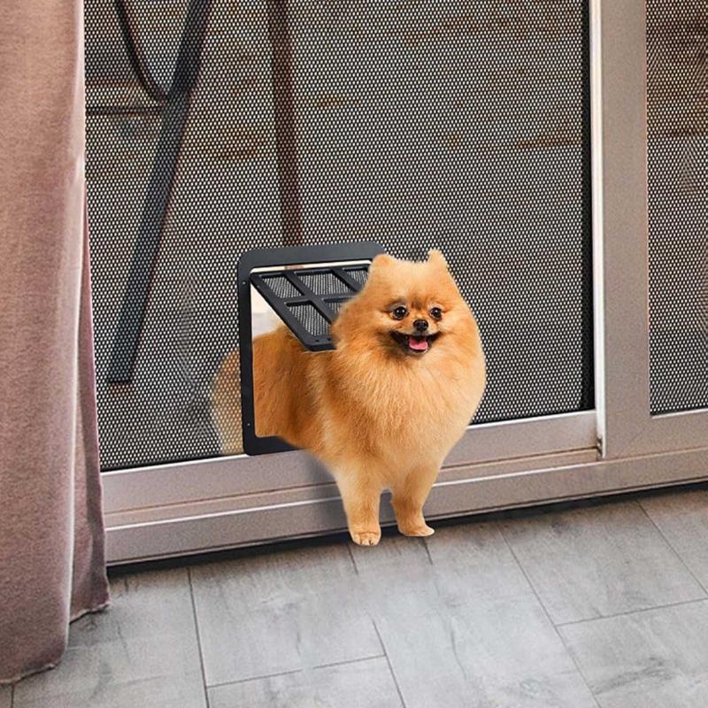 Cat Door Flap Free Entry and Exit Locking Cover Screen Door Mounted Clear Flap Get-in-anytime Upgraded Door