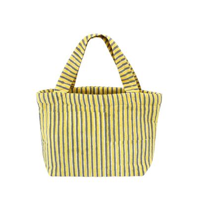 Tomo Corporation Quilted Mini Tote, Striped Block Print, Yellow, Women's, 30x20xD10cm, 11725-750-517