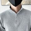 Stand Collar Men's 2024 Autumn Winter New Patchwork Zipper Fashion Solid Color Loose Minimalist Casual Long Sleeved Knitted Tops