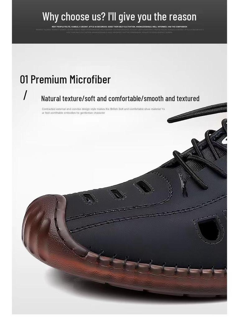 Men's Summer Breathable Leather Sandals - Lightweight, Soft Sole, Versatile Casual Shoes for Fashionable Comfort