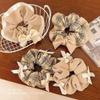 Korean Retro Coffee Plaid Bow Hair Tie - Mori Girl Style