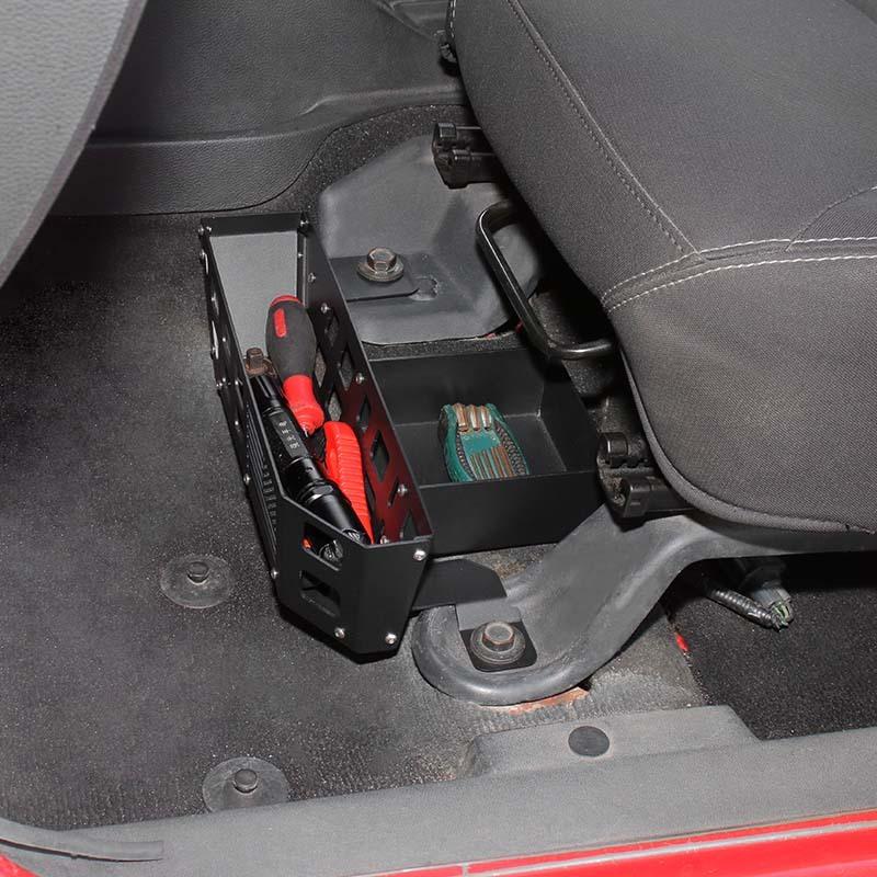 For Jeep Wrangler JK 2007-2017 Car Front Under Seat Storage Box Organizer Container Interior Stowing Tidying Accessories