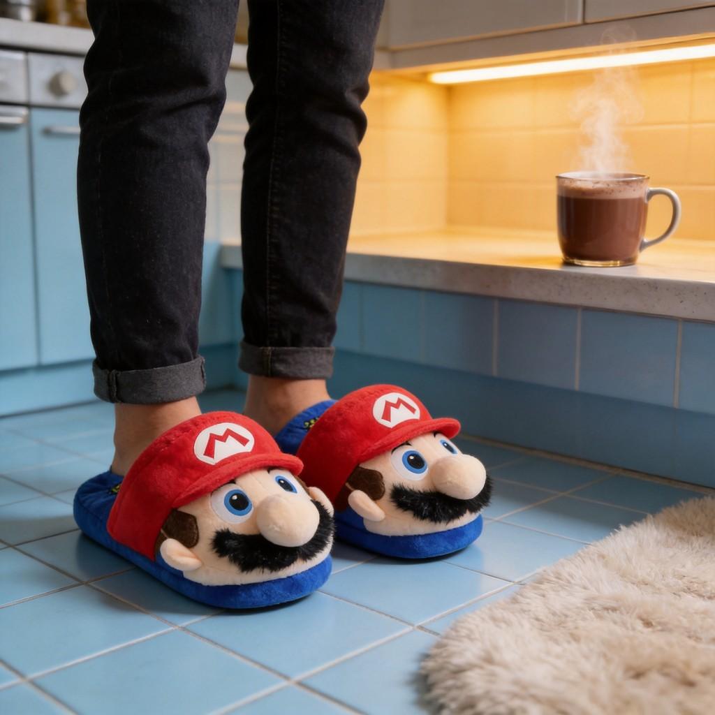 Yoshi Mario Cartoon Home Slippers With Super Soft Fleece For Couples Winter Comfort