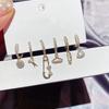 ANENJERY 6 Pieces/set Star Scissors Pin Bow Earrings Set Zircon Earring Korean Fun Ear Buckle Accessories