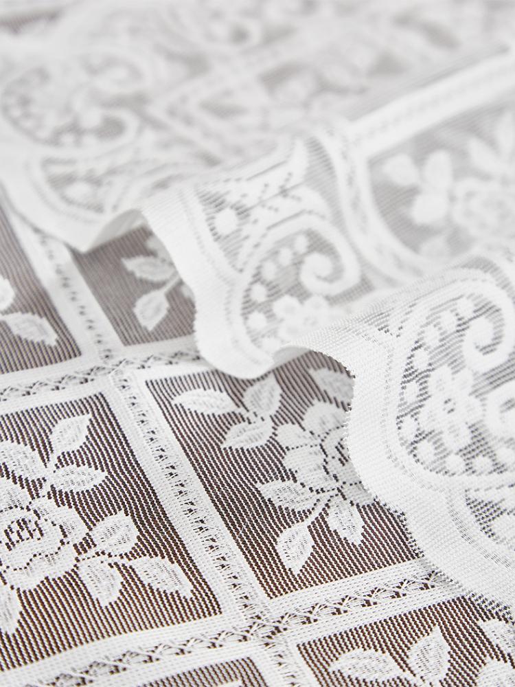 French Romantic Retro Palace Style White Lace Embroidery Rectangular Tablecloth for Tea Table and Dining Table with Dust Cover