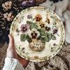 Vintage Pansy Metal Wall Art Round Aluminum Decor with Floral Design Waterproof IndoorOutdoor Use for Home Cafe Garage