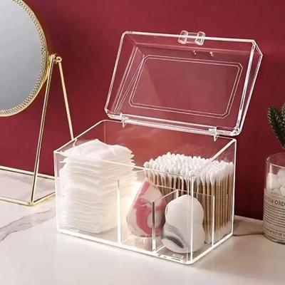 Prachotěsný plastový organizér na make-up pro vatové tampony/tyčinky/Beauty Blender úložný box s víkem organizér na rtěnky/laky na nehty