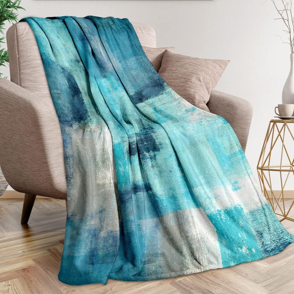 Abstract Graffiti Turquoise Print Flannel Blanket Sofa Office Blanket Gift Blanket Nap Blanket