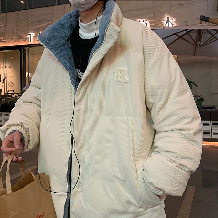 Winter Men Long Sleeved Warm New Cotton Jacket with Plush and Thickened Lamb Wool Cotton Jacket Winter Men Jacket