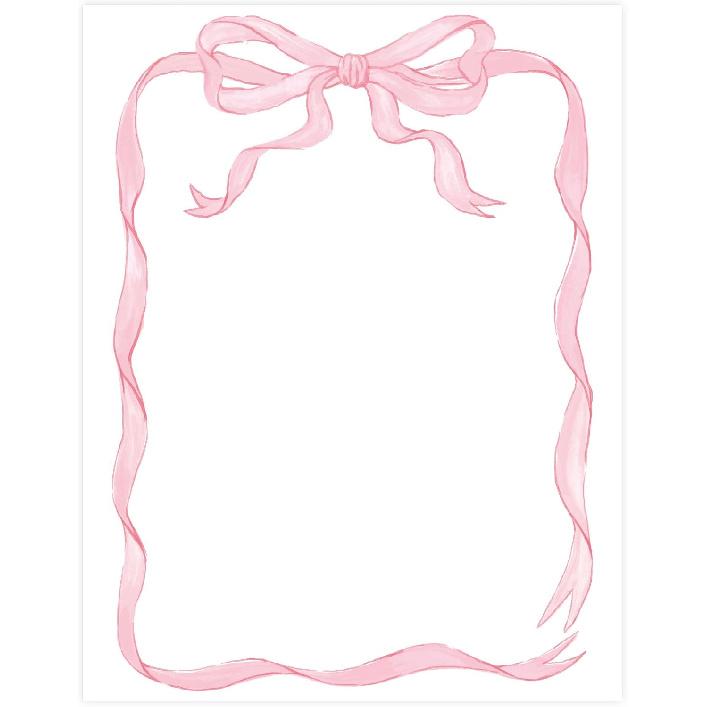 60 Sheets Bow Border Stationery Paper Pretty Pink Ribbon Bow Writing Paper For Party Invitation Office School Printing, 8.5 x 11 Inch, Single-Sided