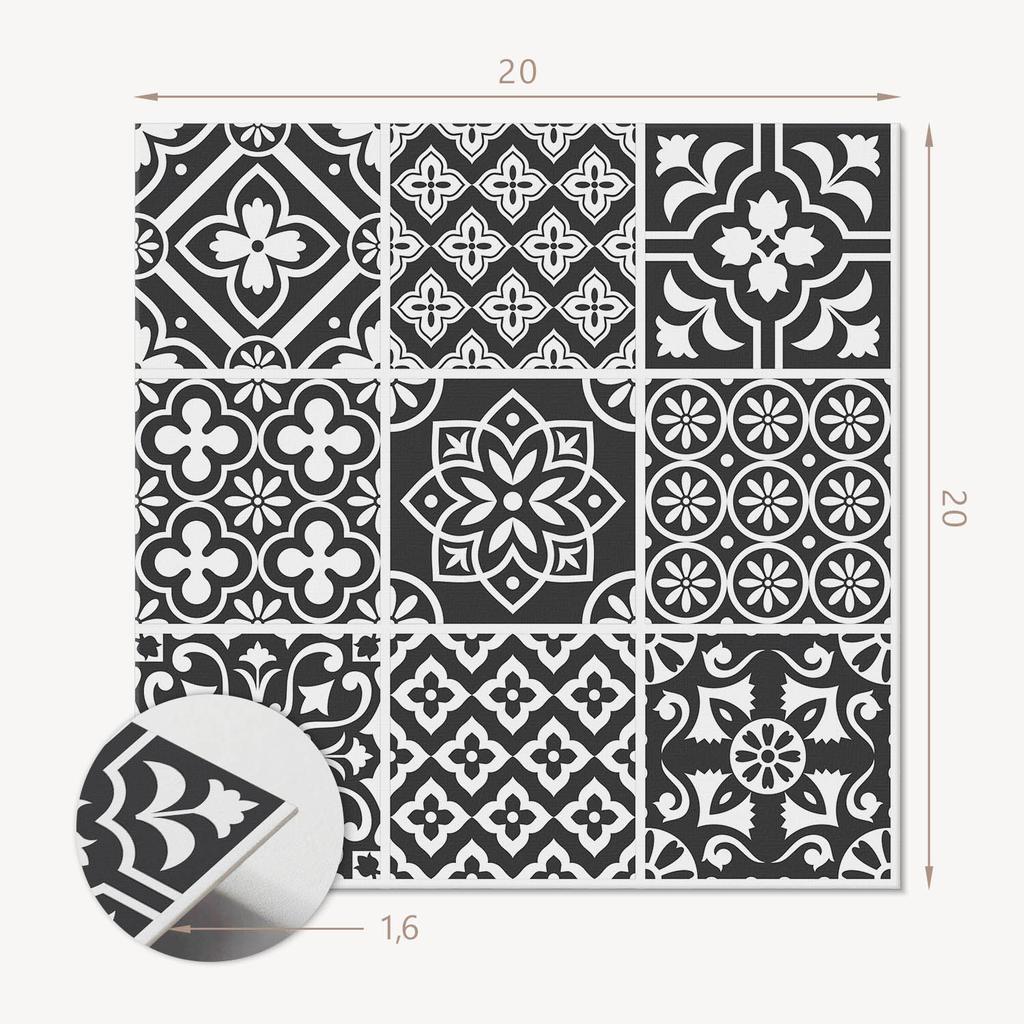 Set of Vinyl Tiles with a Motif for the Bedroom. Geometric Patterns In Tiles 20x20x20 Cm.