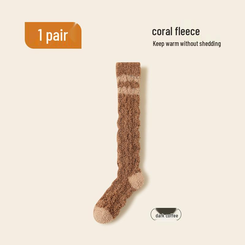 Women's Thick Coral Fleece Mid-Tube Socks: Warm, Non-Shedding, Solid Color – Perfect for Maternity and Floor Wear