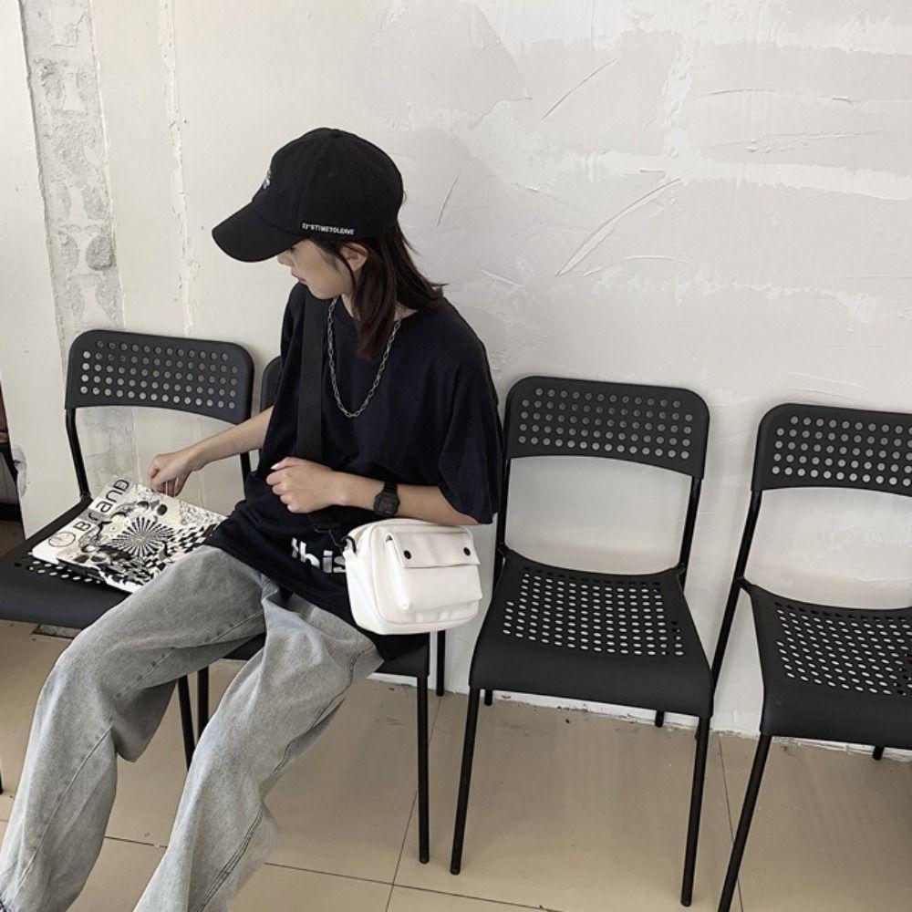 Causal PU Crossbody Bag Large Capacity Sports Shoulder Bag Simple Square Message Bag  Unisex