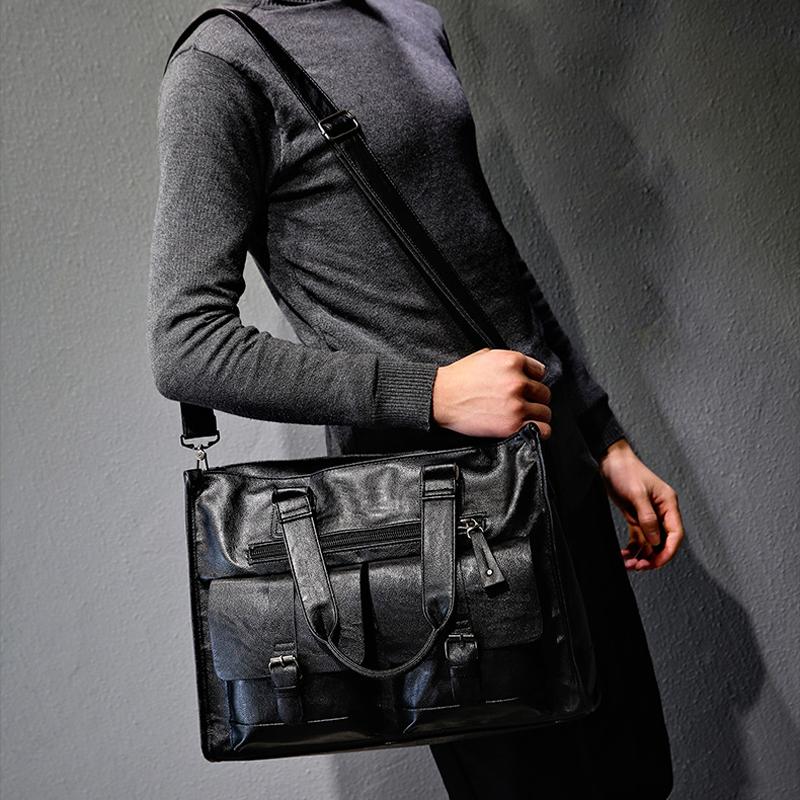 Men Briefcase Large-capacity Handbag Korean Casual Men's Messenger Retro Short-distance Travel Men's Bag