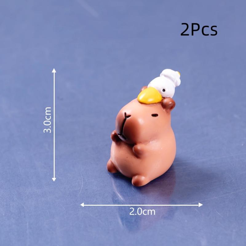 2 ks Mini Pryskyřičné Kapybara Miniatury Figurky Roztomilá Vílí Zahrada Zvířecí Ozdoba Mini Soška Dekorativní Malá Krajinářská