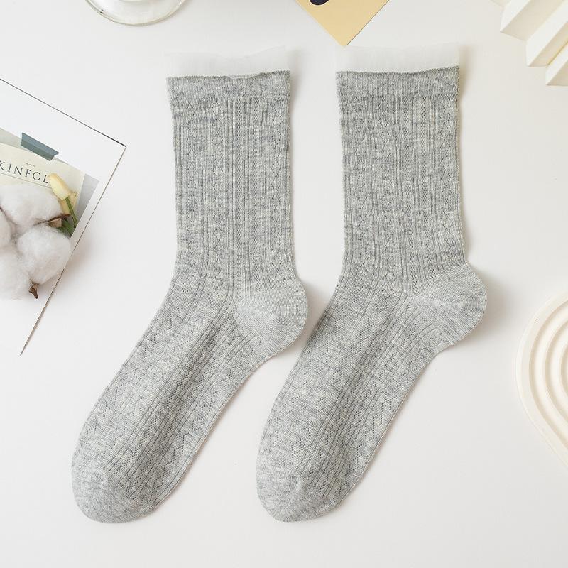 Women's Summer Thin Lace Ballet Style Boneless Breathable Cotton Socks