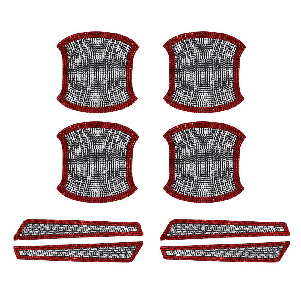 8 ks kamínkových křišťálových samolepek na dveřní misku do auta s nálepkou na kliku dveří, samolepky proti poškrábání, protikolizní proužek