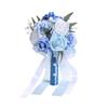 Rose Bouquet Synthetic Rose Bridal Arrangement White Blue Shades Low Care Wedding Flower Arrangement For Bride