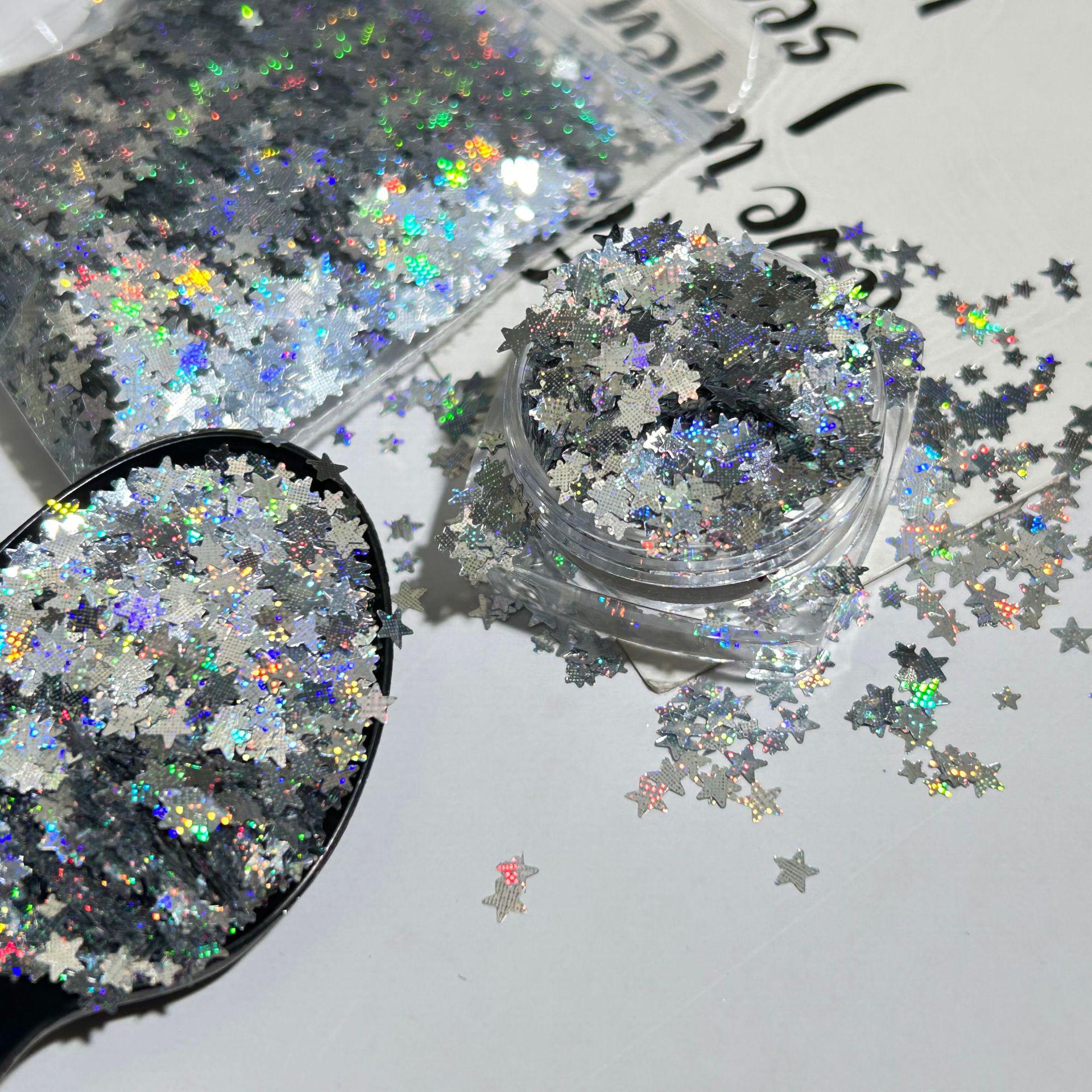 

Colorful Blinking Star Nail Art Sequins - Mixed Sizes for DIY Decorations 30 ml