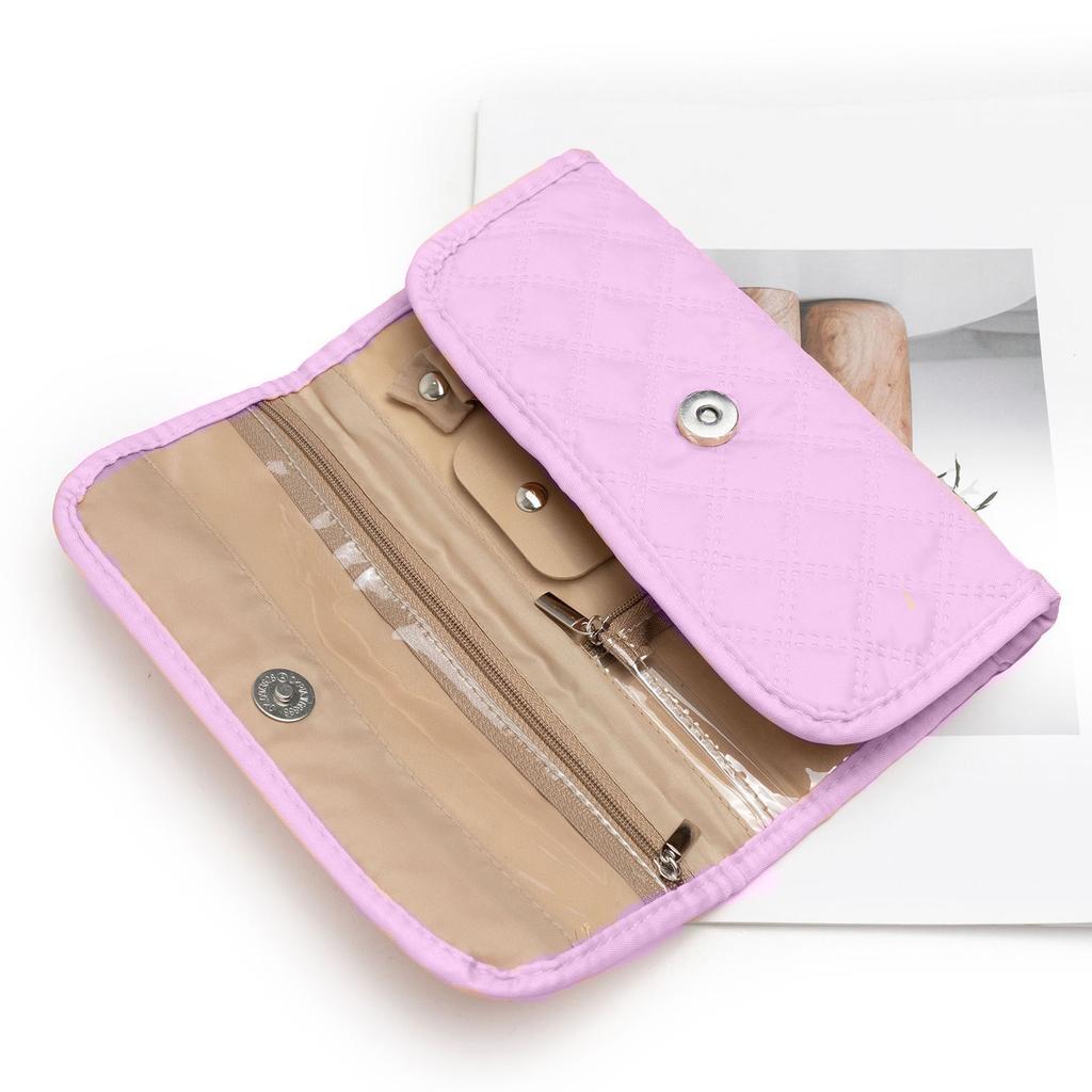 Portable Polyester Jewelry Storage Roll Perfect for Travel Compartments Compact Accessory Organizers Earrings Necklaces