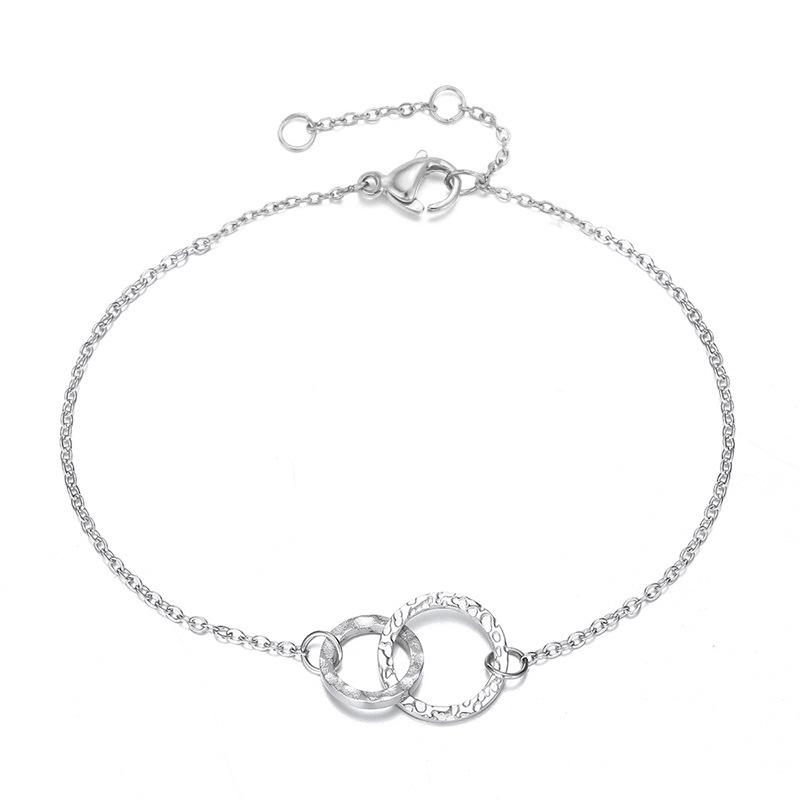 Korean Style Gold-Plated Stainless Steel Hollow Round Bracelet Bangle
