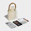 Original Design Drawstring Bucket Bag for Women 2024 New Pearl Chain Bag Handheld Bamboo Knot Bag Single Shoulder Crossbody Bag