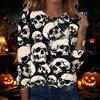 Women's Halloween Printed Long Sleeve Neck Pullover Top