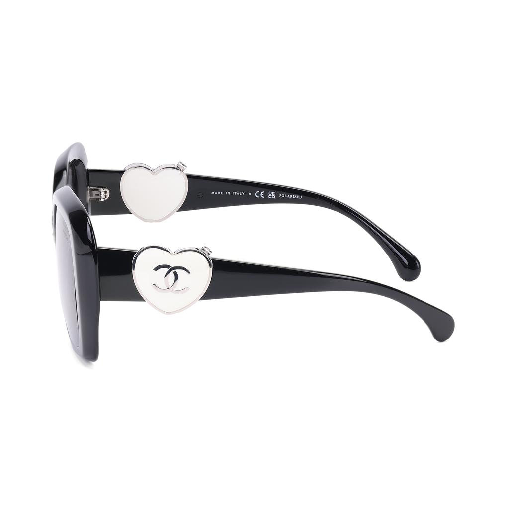 Chanel Sculpted Logo Acetate Irregular Shape Sunglasses Women Sunglasses Black CH5518C501T8