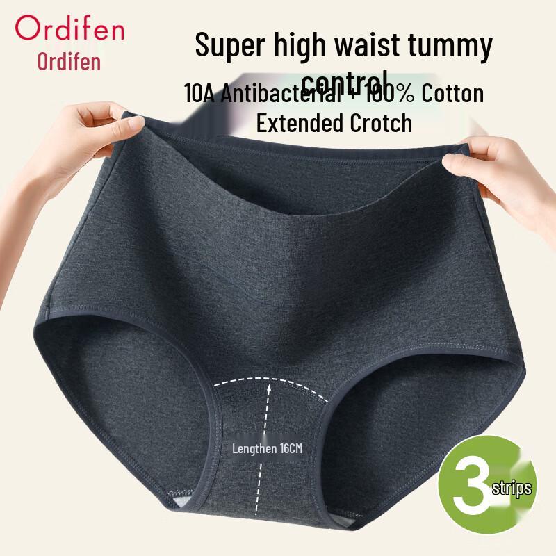 Ordifen Women's High-Waist Tummy Control Cotton Briefs 3-Pack