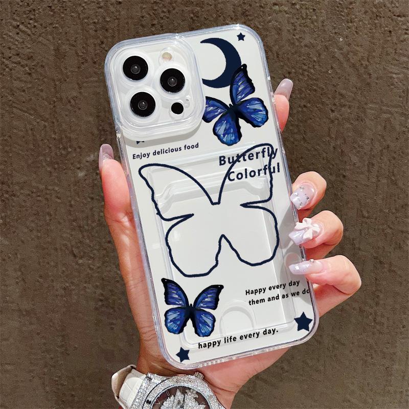 Card Slot Holder Silicone Wallet Pocket Case For Oppo A38 A58 A60 A78 Infinix Note 30 Samsung A06 A16 A36 A56 Redmi Note 13 Cover Clear Phone Bumper