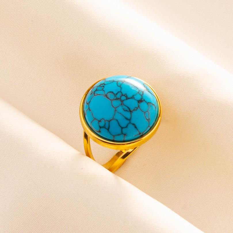 1pcs Blue Stone Ethnic Vintage Open Adjustable Sun Heart Star Stainless Steel Rings For Women Men Accessories Jewelry Bague Gift