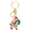 Santa Claus Key Ring Chain Alloy Rhinestone Christmas Car Key Ring Pendant Gifts