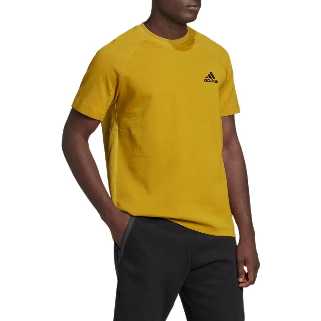 Adidas T Shirts Men's Yellow Crew Neck Moderate Straight Fit HL3870