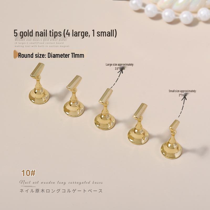 Minimalist Wooden Nail Art Practice Base & Wearable Metal Finger Holder