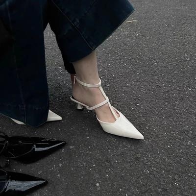 New Women Sandals Fashion Summer Versatile High Heels Pointed Temperament Designer Women Shoes Slim Heels Elegant Daily Slippers