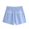 Spring 2025 Women's Striped Color Block Shirt & Shorts Set - European/American Style