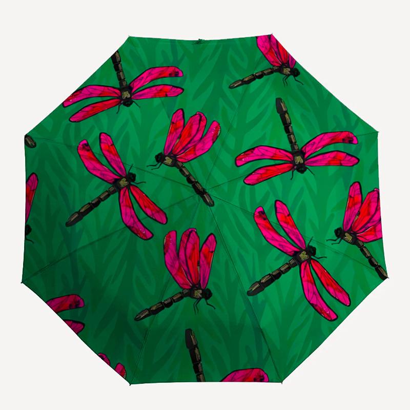 

1pc Dragonfly Pattern Automatic Open/close Umbrella, 8-Rib sturdy structure, Portable Travel Umbrella, Parties, Everyday Useb038