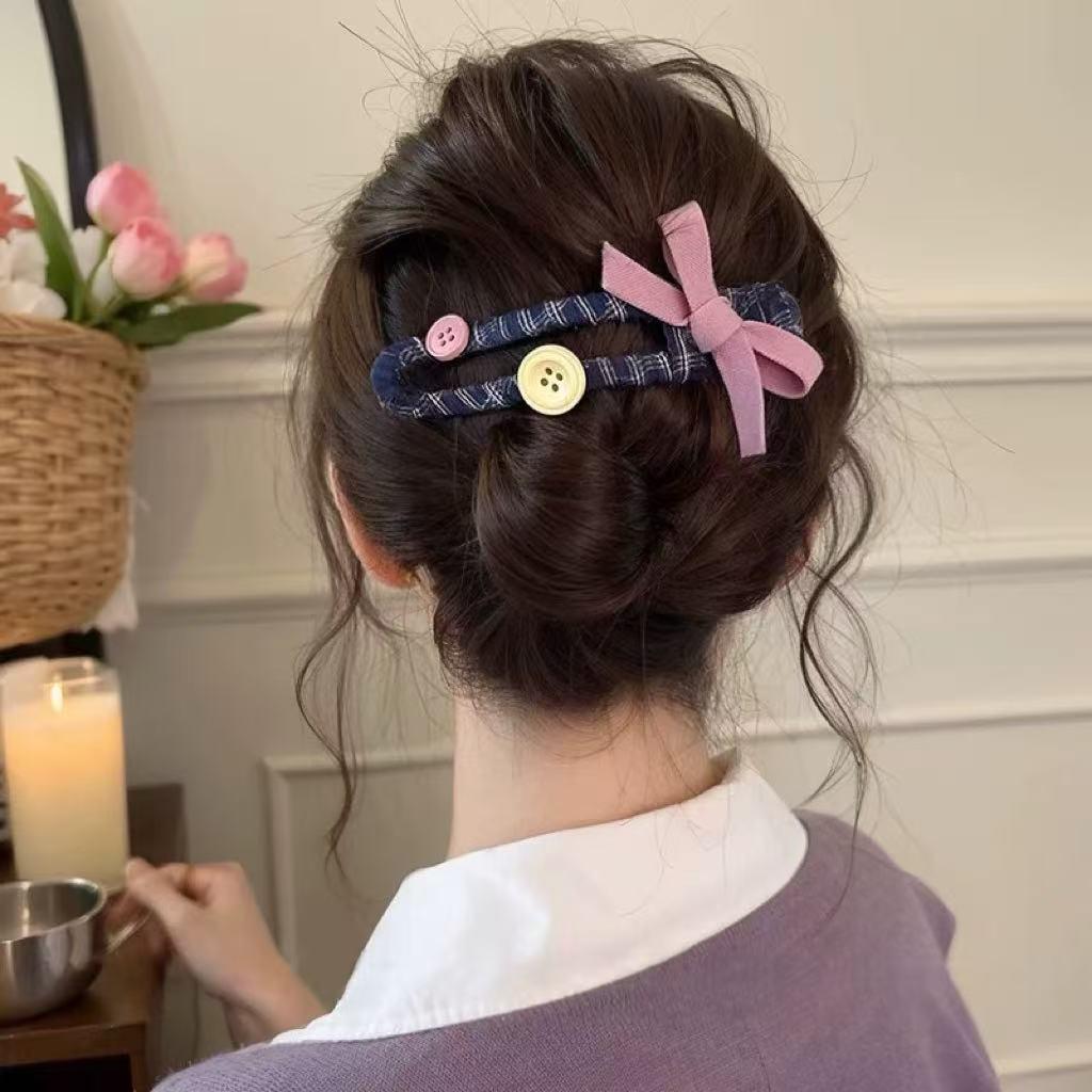 

Girls Large Cartoon Puppy Plaid Snap Clip - Cute Fabric Doll Hair Accessory