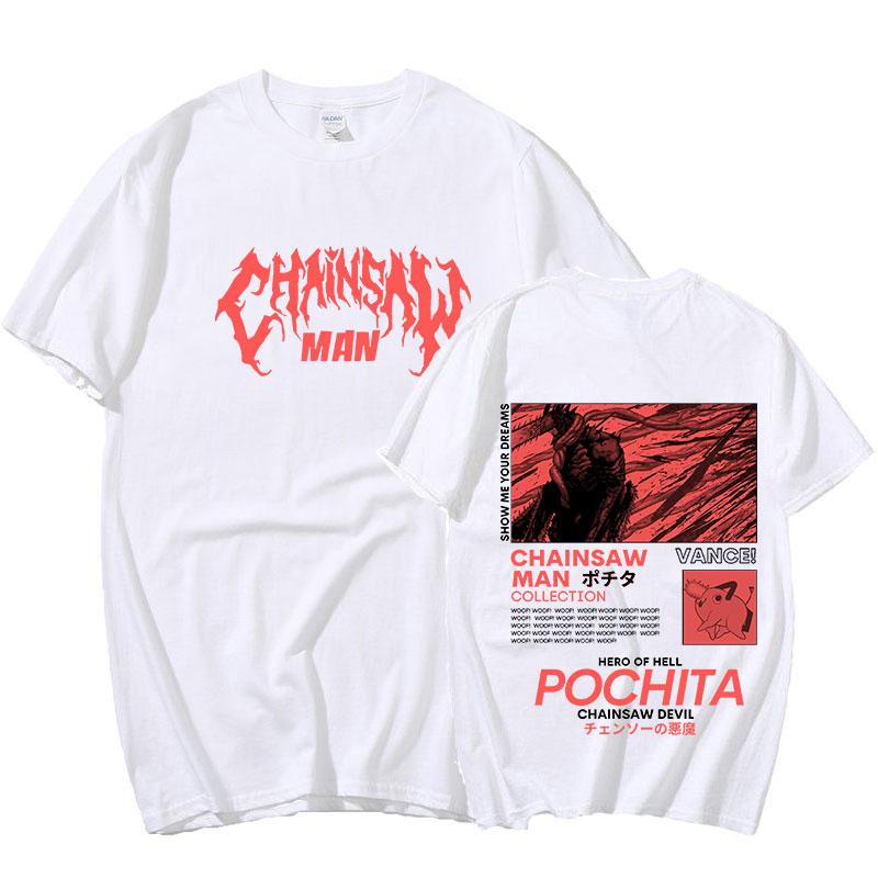 

Chainsaw Unisex Pochita Японская горячая аниме-футболка Unisex Unisexga Графические футболки Топы Забавная мультяшная футболка Unisex Футболки в стиле хип-хоп Unisex 4XL